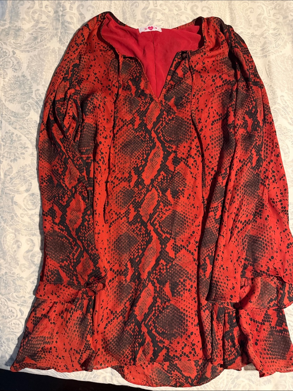 Buddy Love Red and Black Snake Print Mini Dress